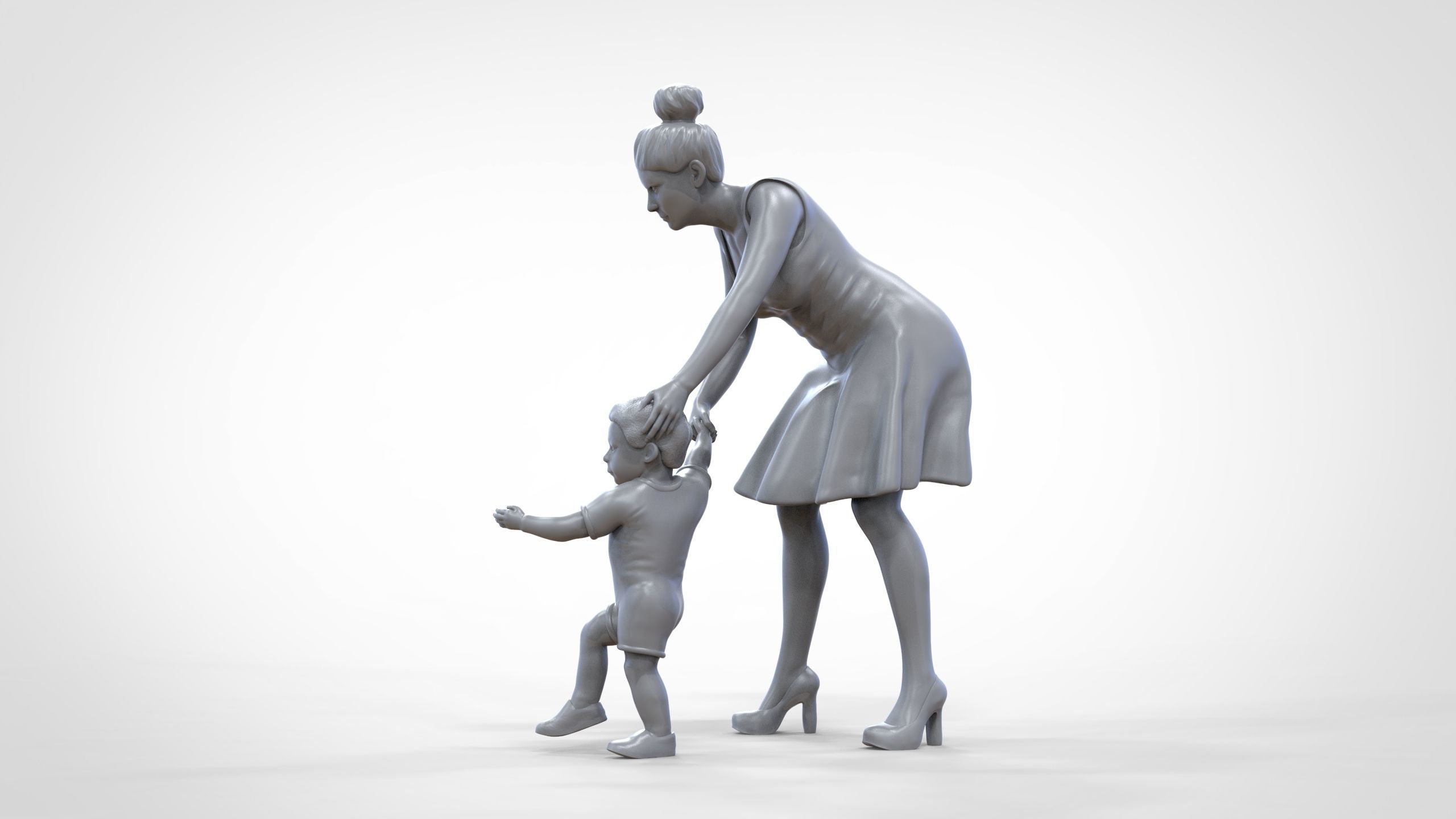 N1 A Woman takes Care of a Child Miniature 3D print model_24