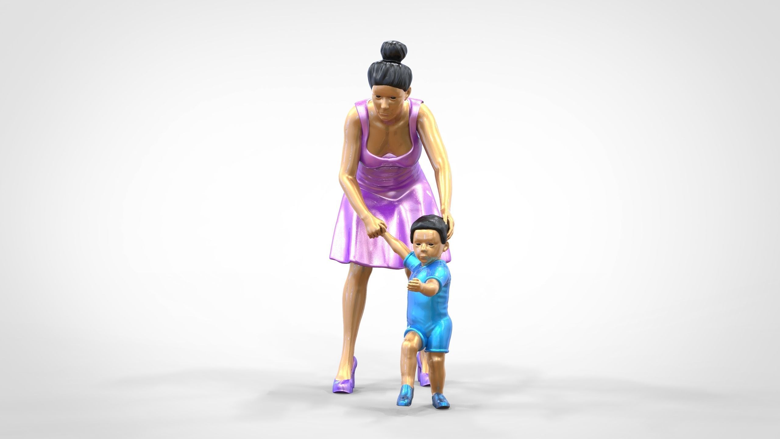 N1 A Woman takes Care of a Child Miniature 3D print model_18