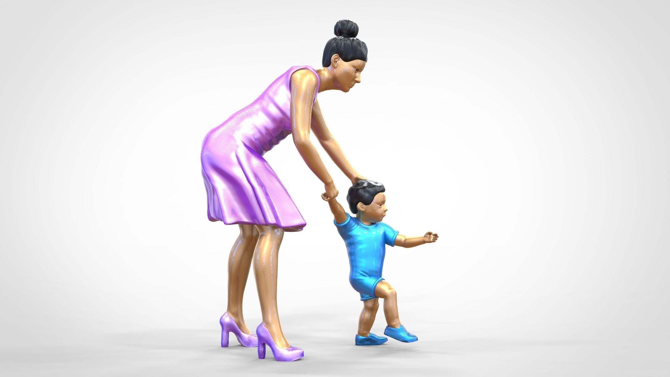 N1 A Woman takes Care of a Child Miniature 3D print model_4