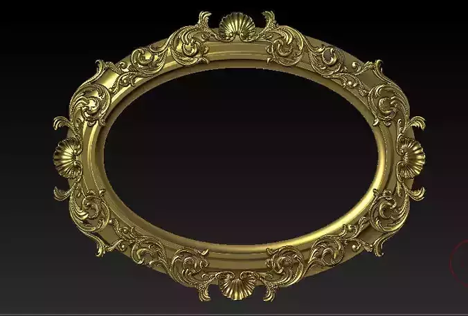 Classic mirror frame inlaid wood  interior luxurious 3D model A2