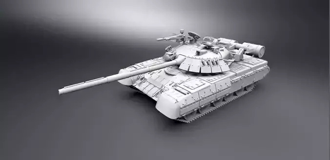 T80U Tank scale model 3D print model