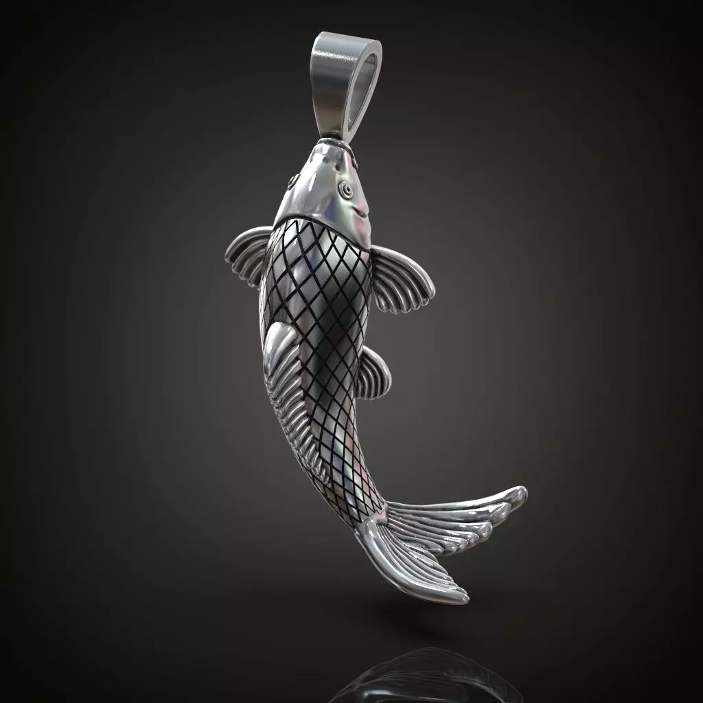 Fish pendant  carp caught 3D print model_0