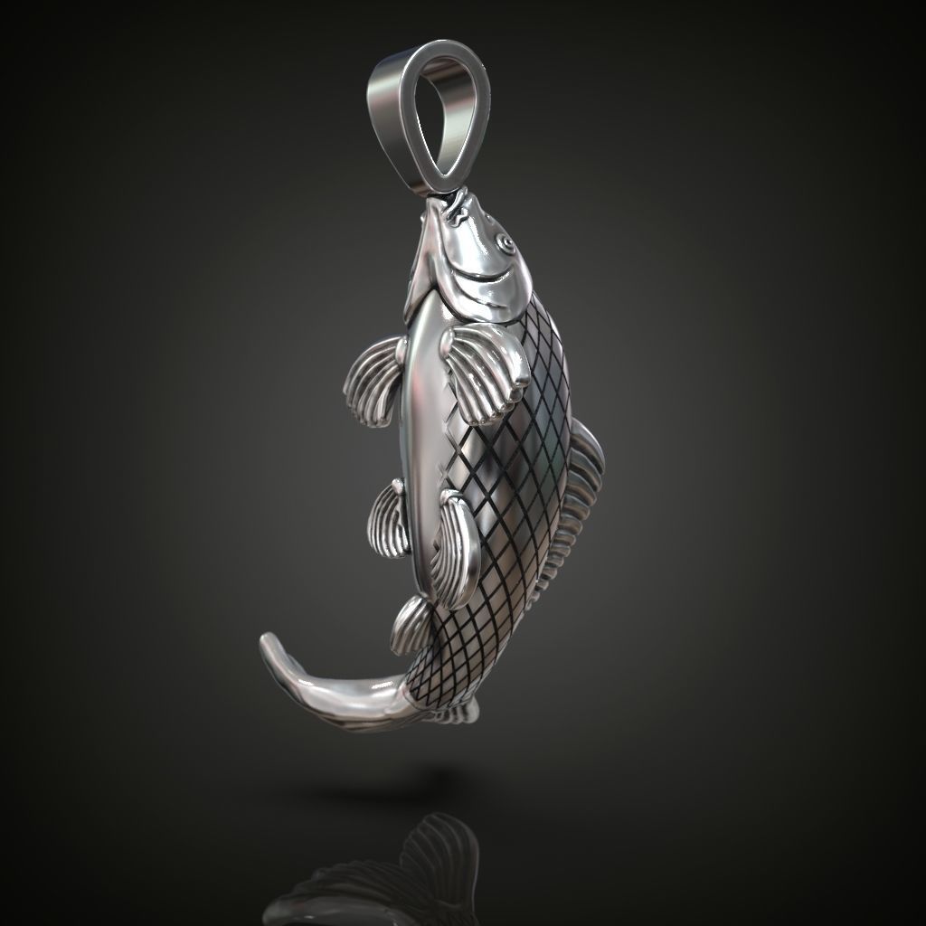 Fish pendant  carp caught 3D print model_1