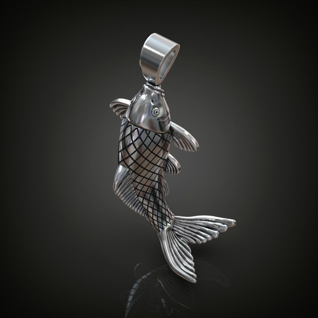 Fish pendant  carp caught 3D print model_2