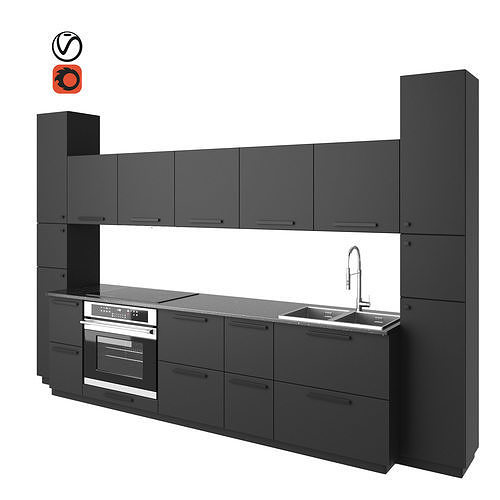 Modern kitchen KUNGSBACKA RECYCLED 3D model