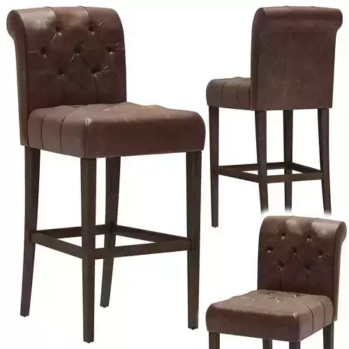 Restoration Hardware Bennett Roll-Back Leather Stool