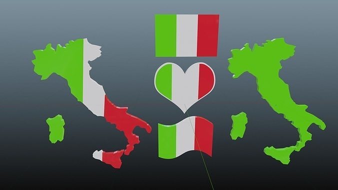 Italy map symbol Low-poly 3D model