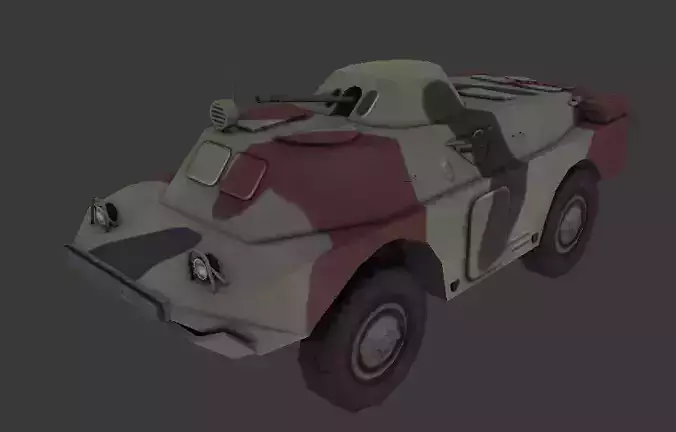 BRDM-2 low-poly 3d model military vehicle with camouflage