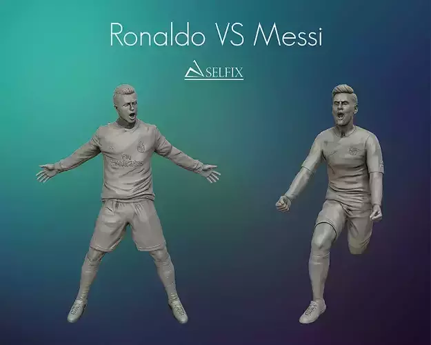 Cristiano Ronaldo and Leo Messi sculptures 3D Model Collection