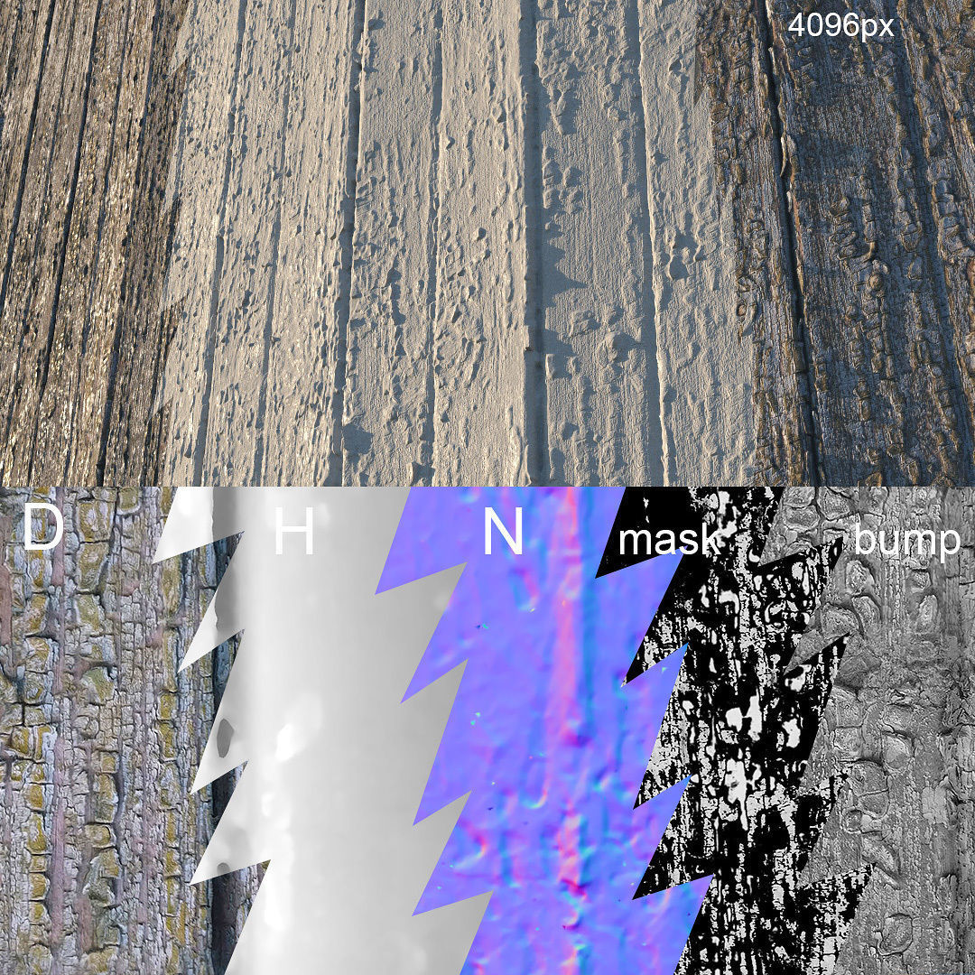 Old painted boards material Low-poly 3D model_5