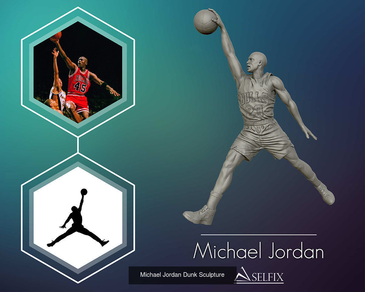 Michael Jordan and LeBron James sculptures  3D Model Collection_6