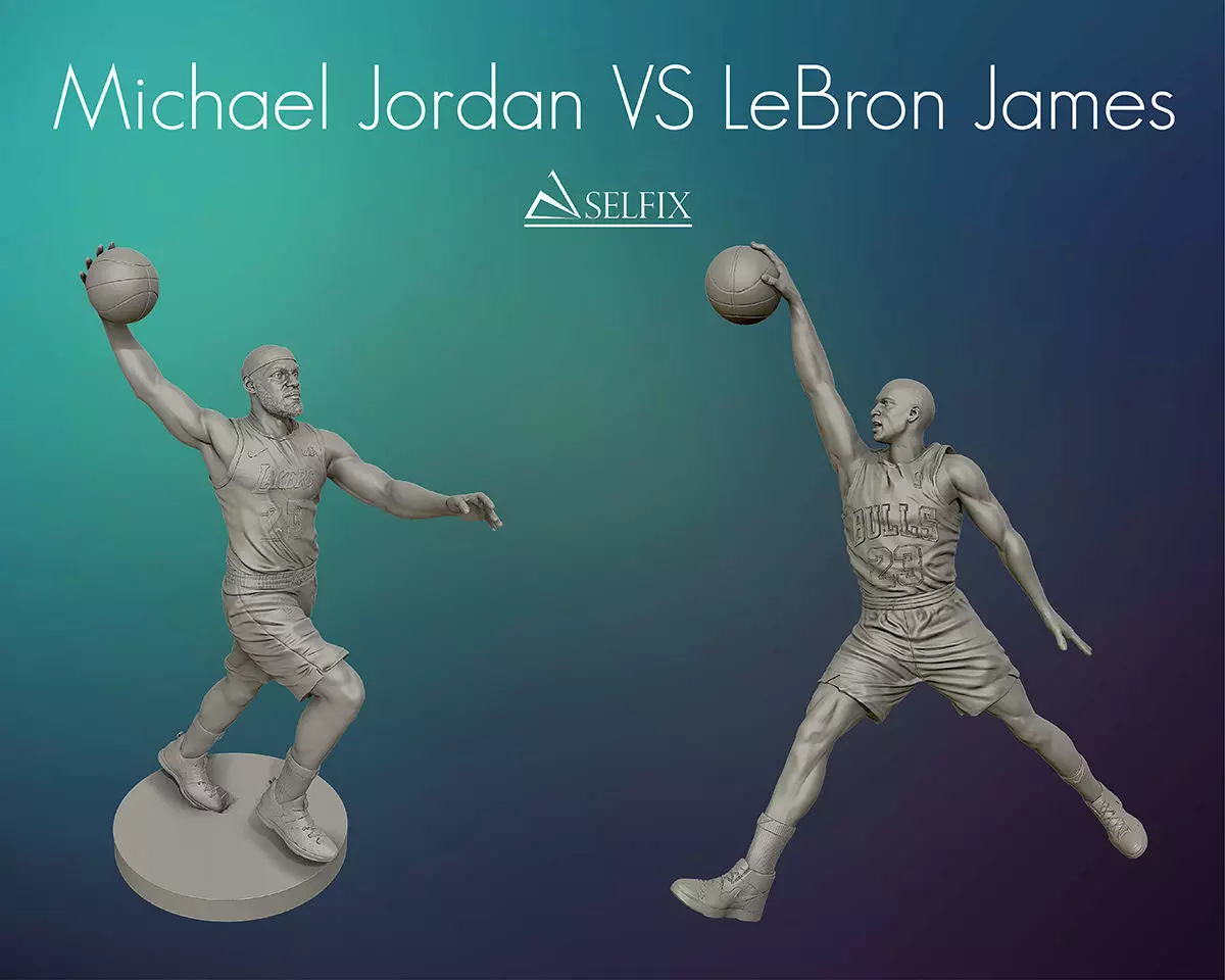 Michael Jordan and LeBron James sculptures  3D Model Collection_0