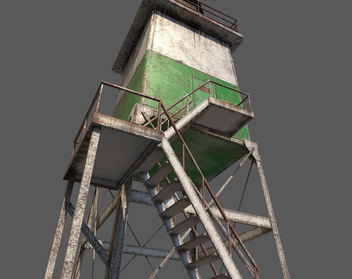 Old Metal Lighthouse Low-poly 3D model_7