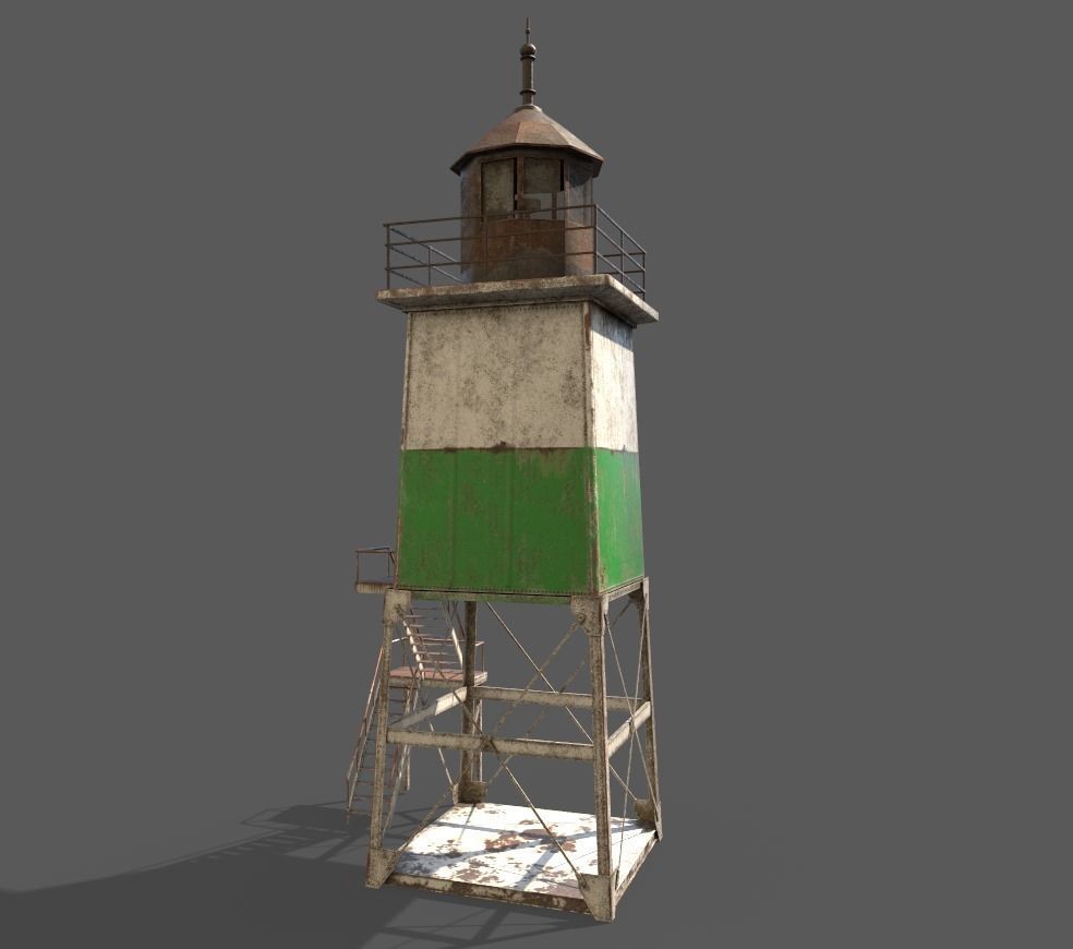 Old Metal Lighthouse Low-poly 3D model_3
