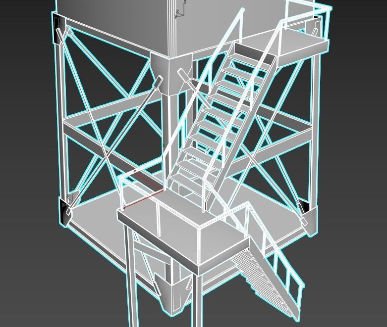 Old Metal Lighthouse Low-poly 3D model_13