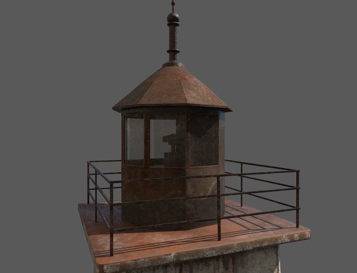 Old Metal Lighthouse Low-poly 3D model_10