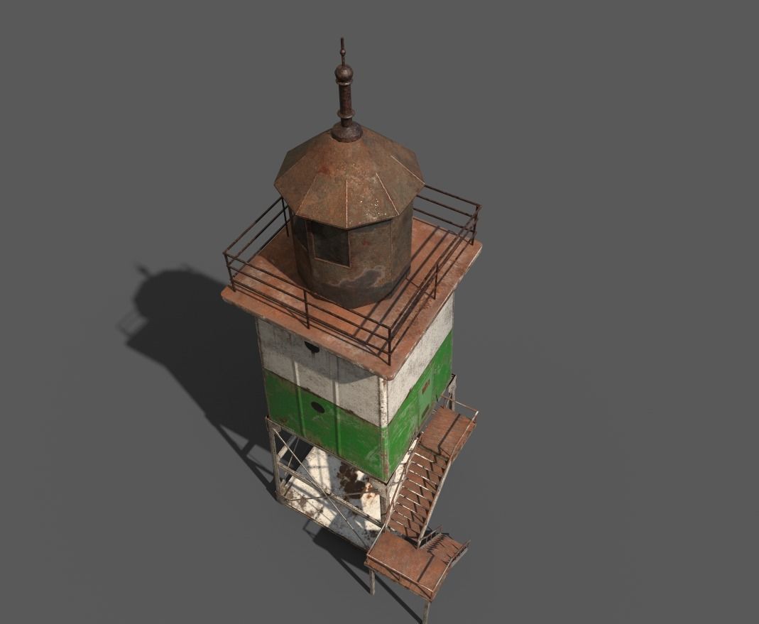 Old Metal Lighthouse Low-poly 3D model_9