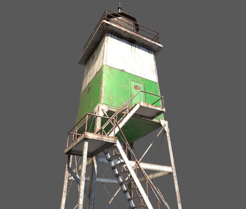 Old Metal Lighthouse Low-poly 3D model_6