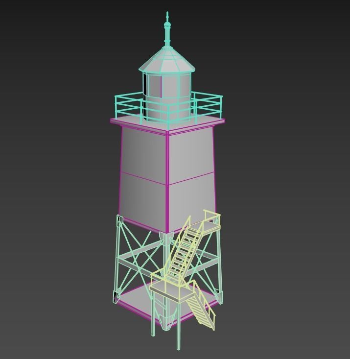 Old Metal Lighthouse Low-poly 3D model_11