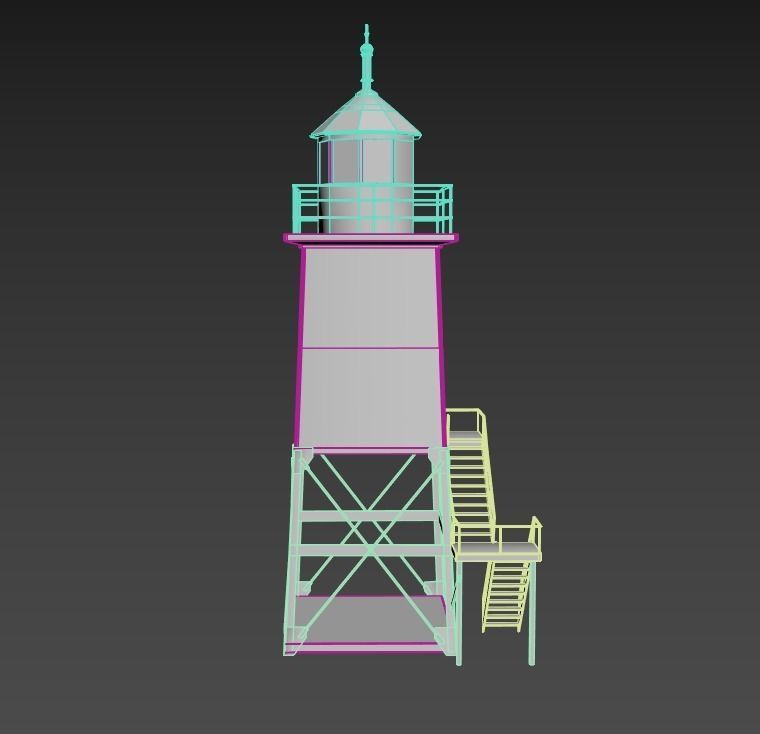 Old Metal Lighthouse Low-poly 3D model_14