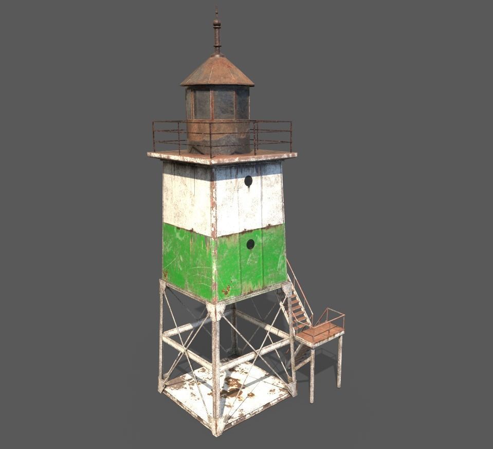 Old Metal Lighthouse Low-poly 3D model_2