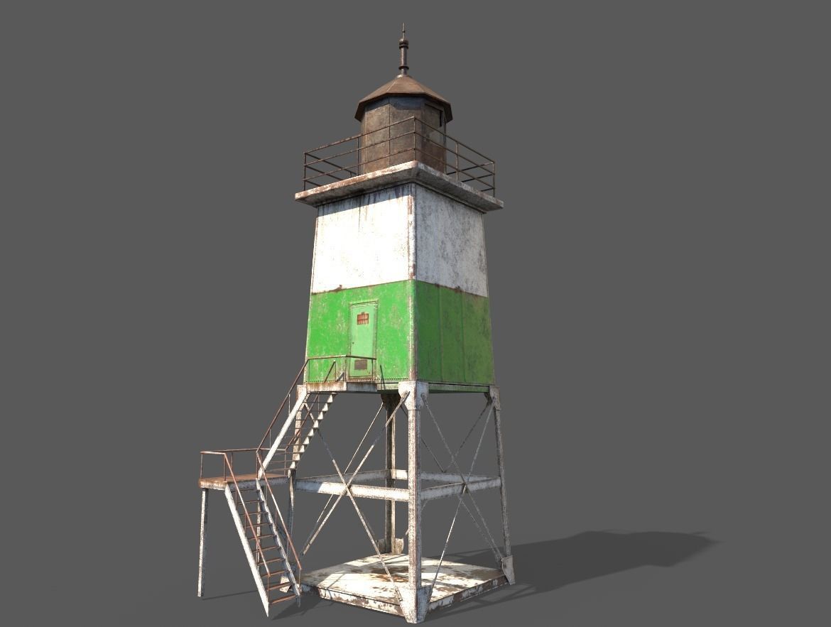 Old Metal Lighthouse Low-poly 3D model_4