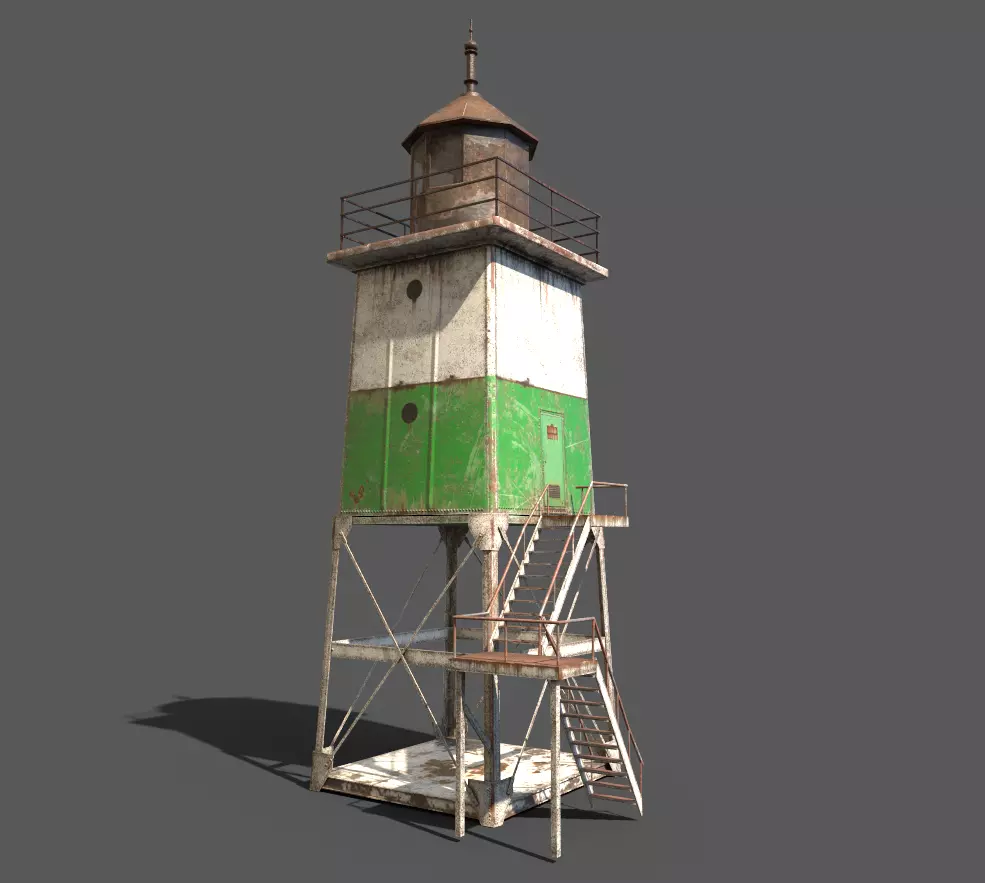 Old Metal Lighthouse Low-poly 3D model_0