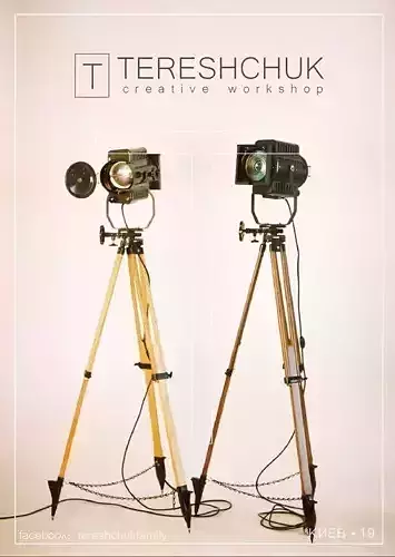 Tripod studio lamp model with Textures 