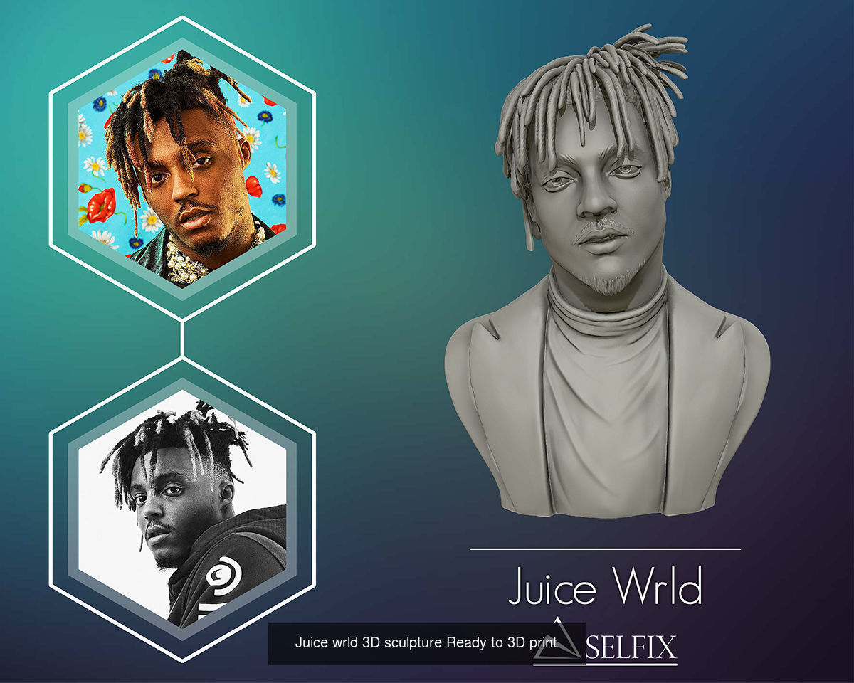Juice wrld XXXTentaction and POP SMOKE portrait sculpture 3D Model Collection_5