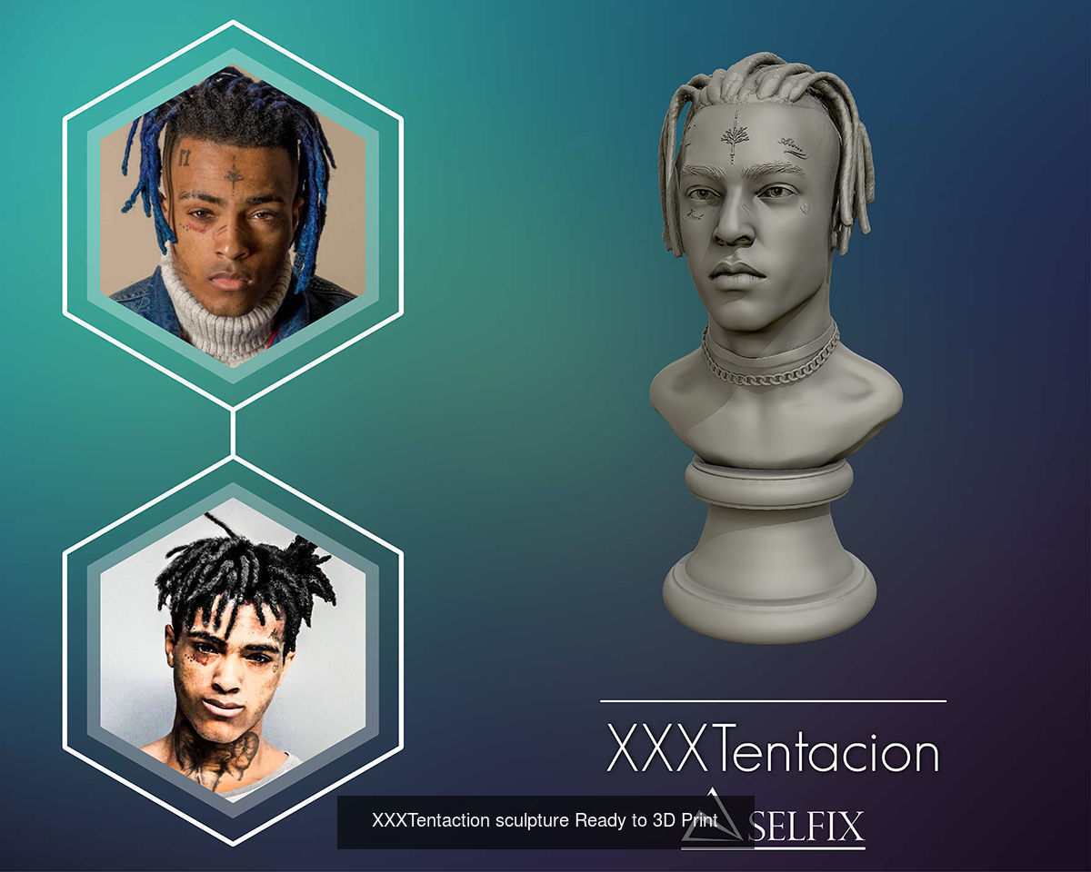 Juice wrld XXXTentaction and POP SMOKE portrait sculpture 3D Model Collection_4