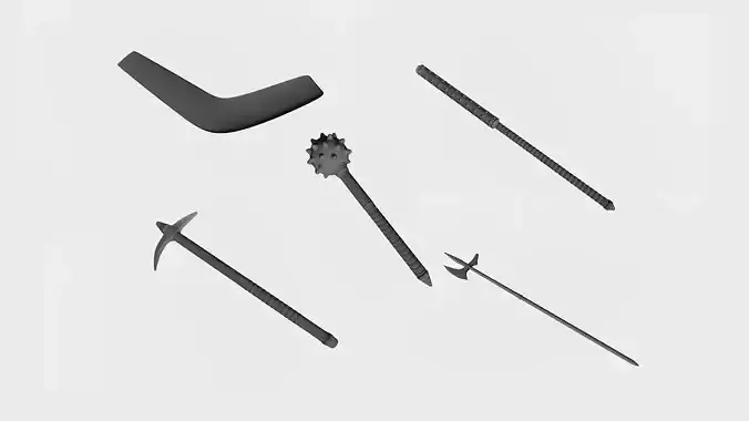 Maces boomerang and pickaxe 3D print model