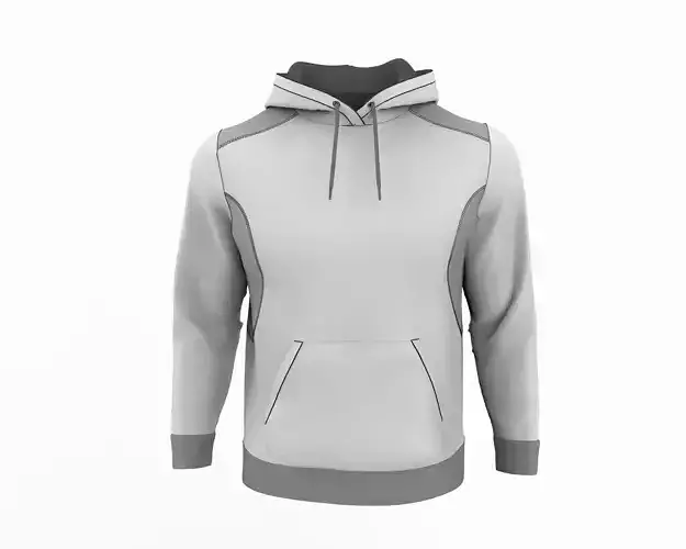 Mens hoodie with pocket and hood down Marvelous Designer 3D