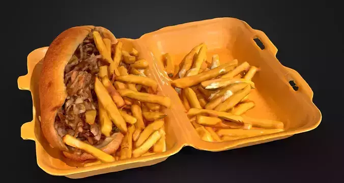 Kebab Sandwich and French Fries