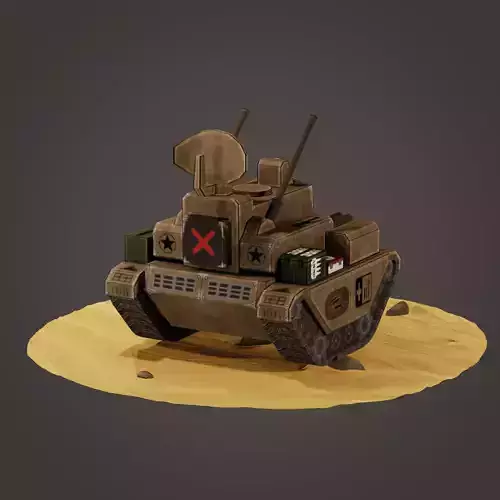 stylized anti-aircraft vehicle Low-poly 3D model
