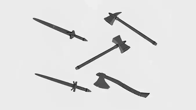 Swords and axes 3D print model
