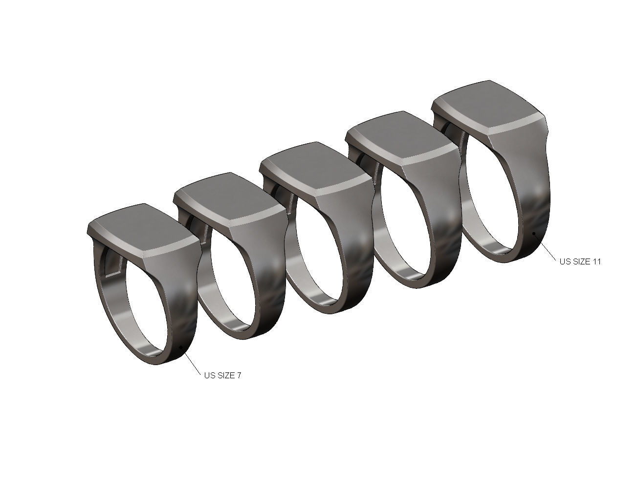 Engravable Geometric rectangular top signet 3D print model_1