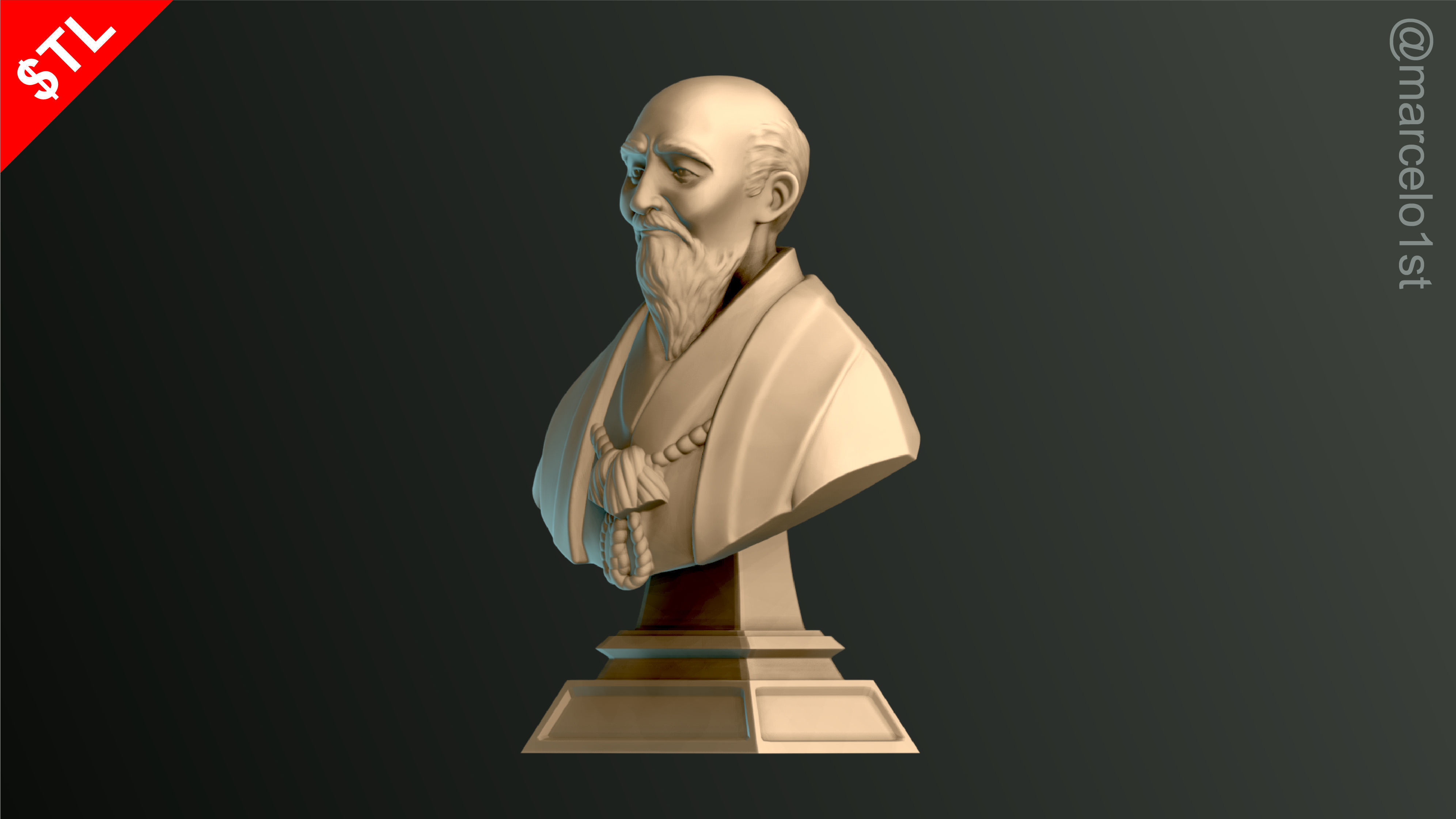 O-Sensei Morihei Ueshiba Bust - Aikido 3D print model_6