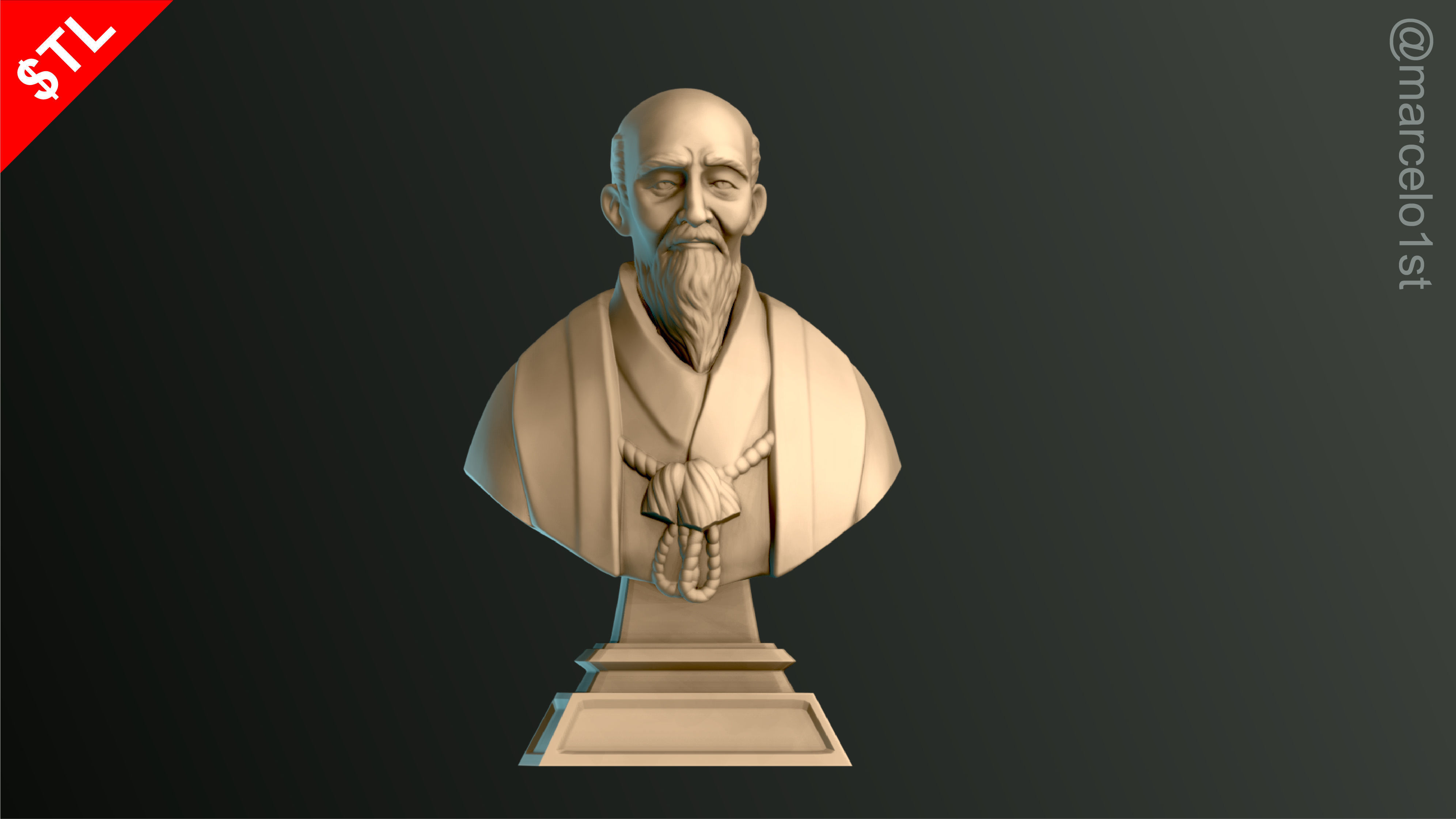 O-Sensei Morihei Ueshiba Bust - Aikido 3D print model_20