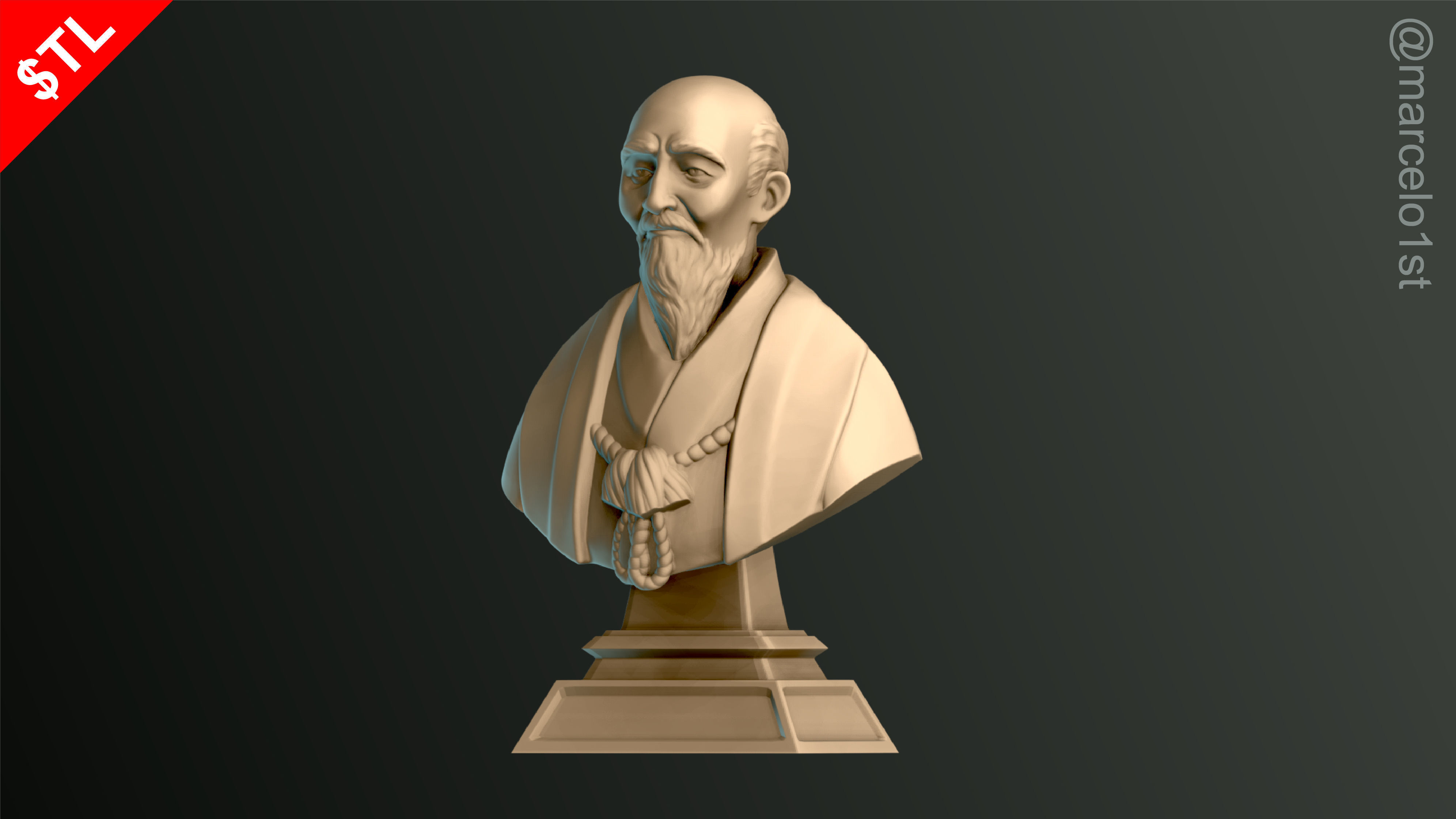 O-Sensei Morihei Ueshiba Bust - Aikido 3D print model_5