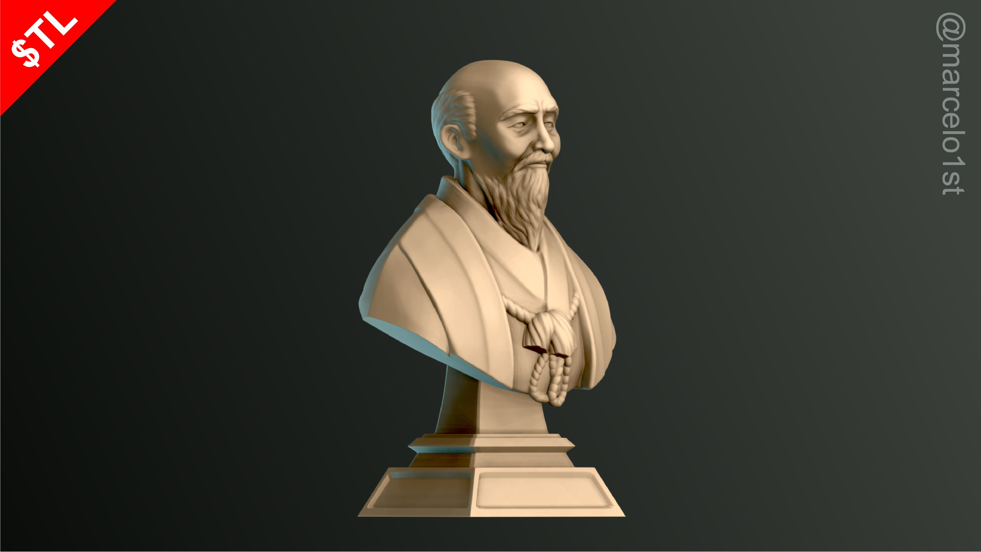 O-Sensei Morihei Ueshiba Bust - Aikido 3D print model_17