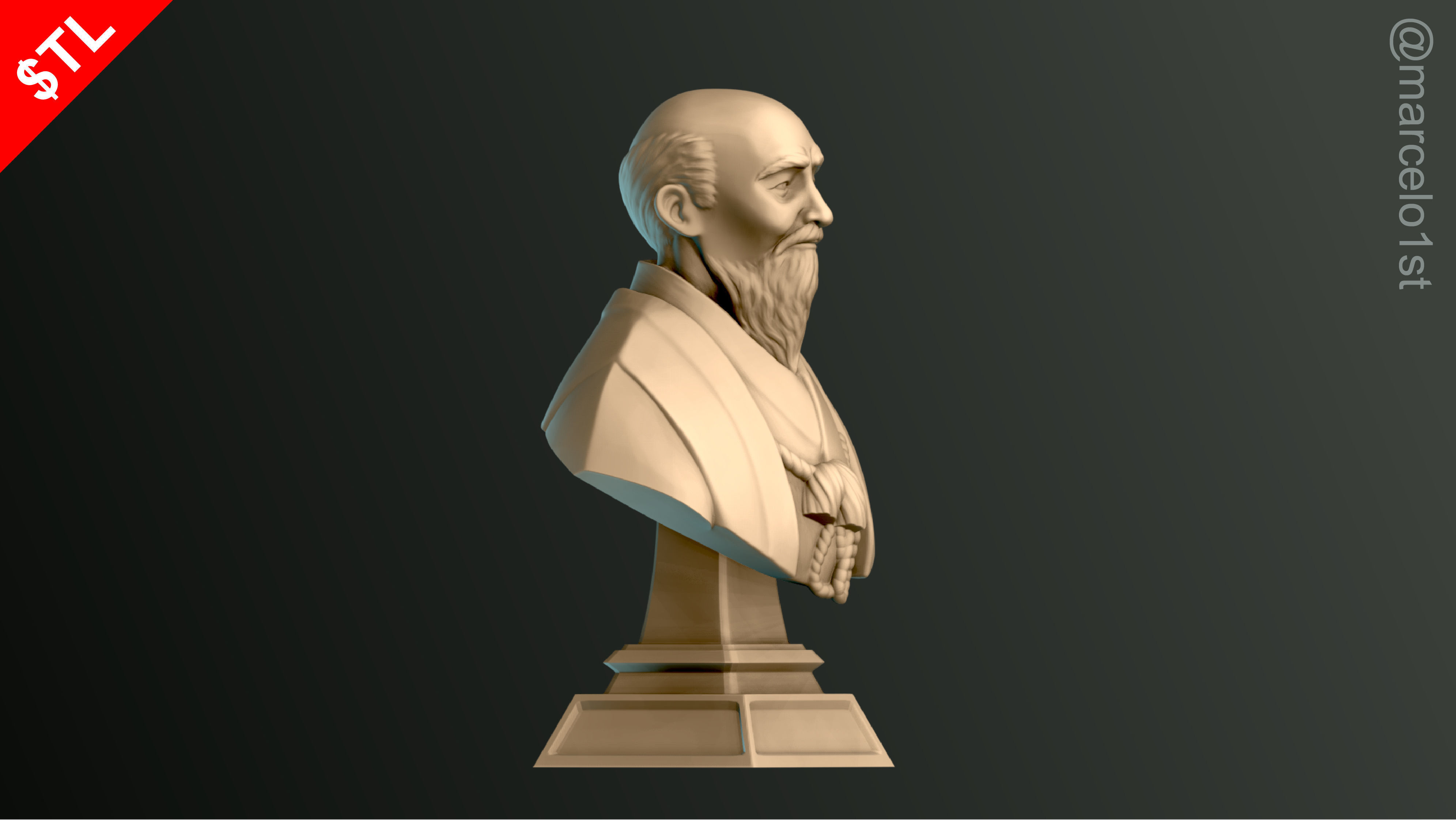 O-Sensei Morihei Ueshiba Bust - Aikido 3D print model_16