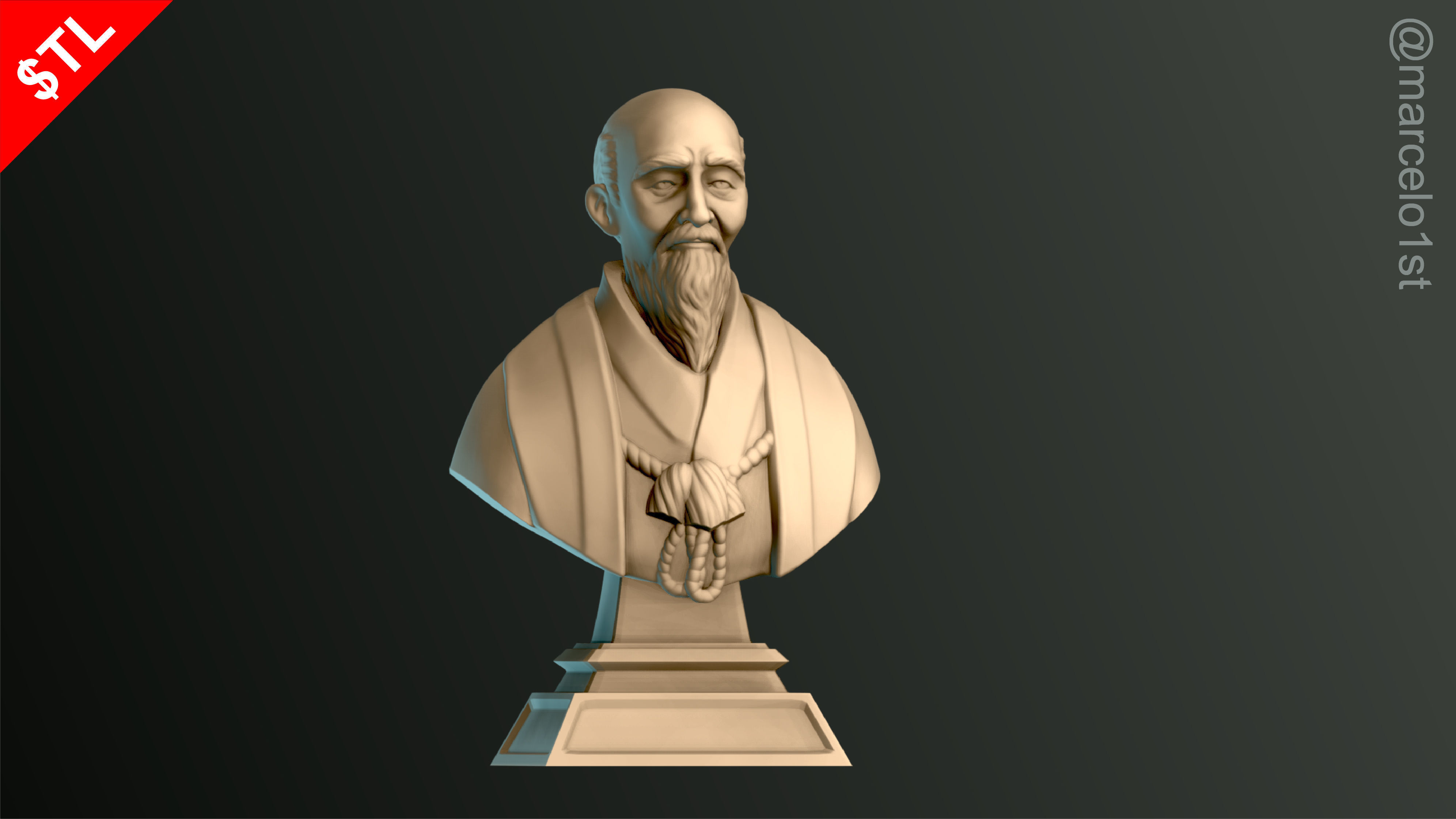 O-Sensei Morihei Ueshiba Bust - Aikido 3D print model_19