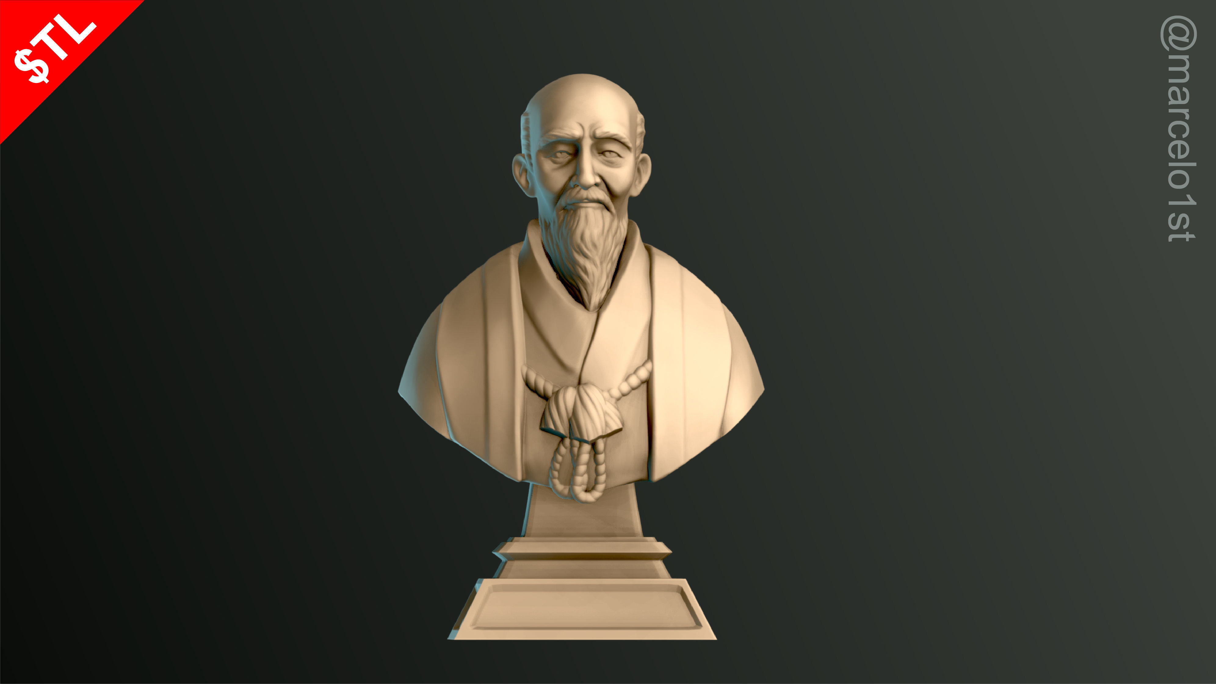O-Sensei Morihei Ueshiba Bust - Aikido 3D print model_21