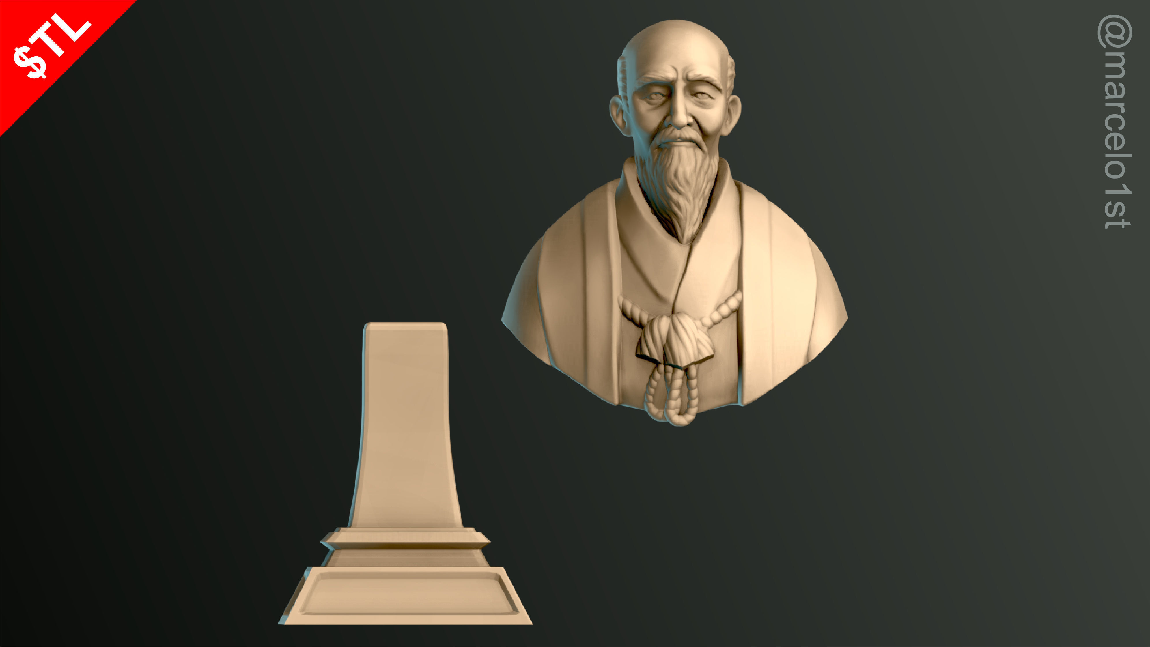 O-Sensei Morihei Ueshiba Bust - Aikido 3D print model_22