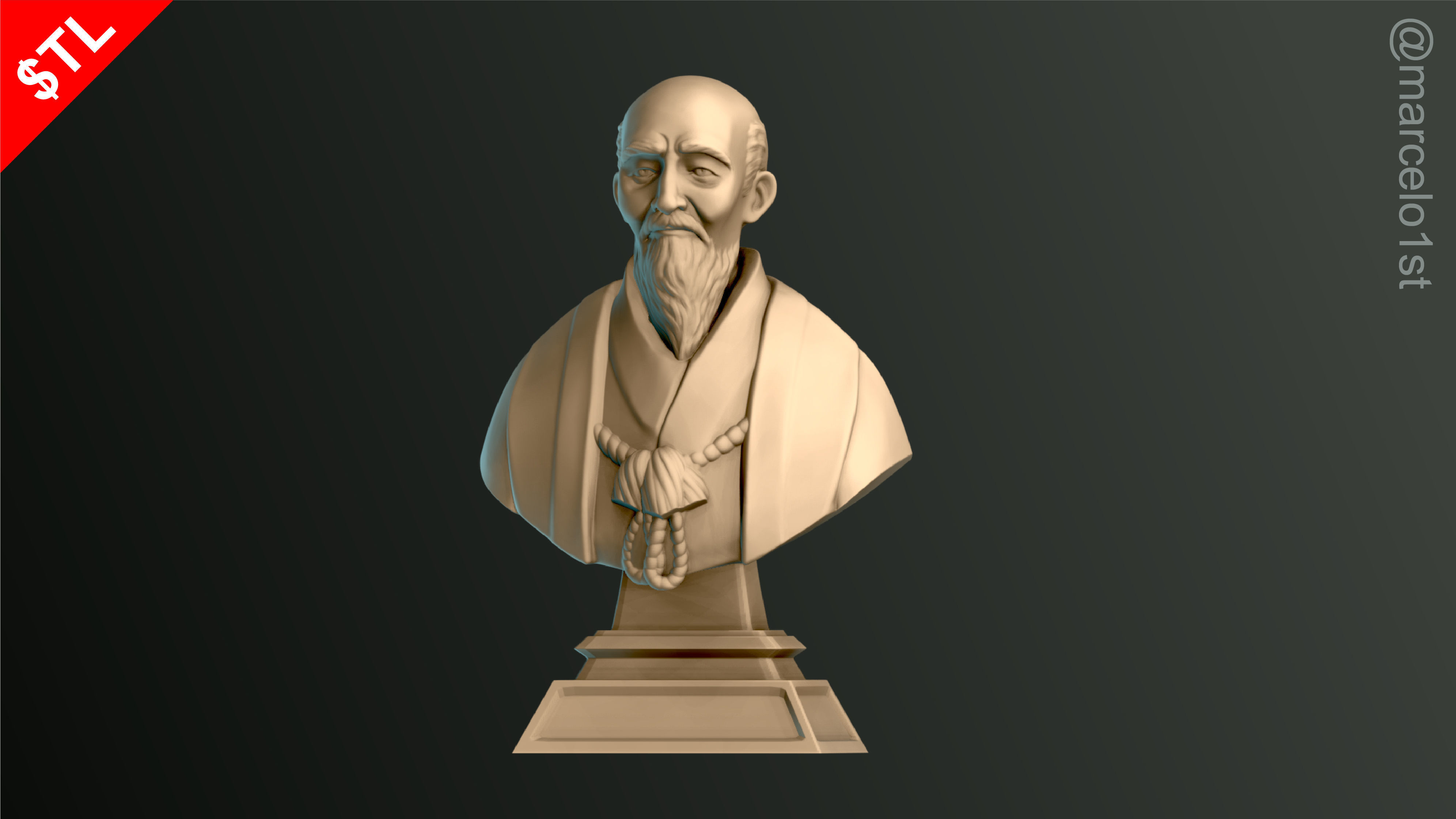 O-Sensei Morihei Ueshiba Bust - Aikido 3D print model_4