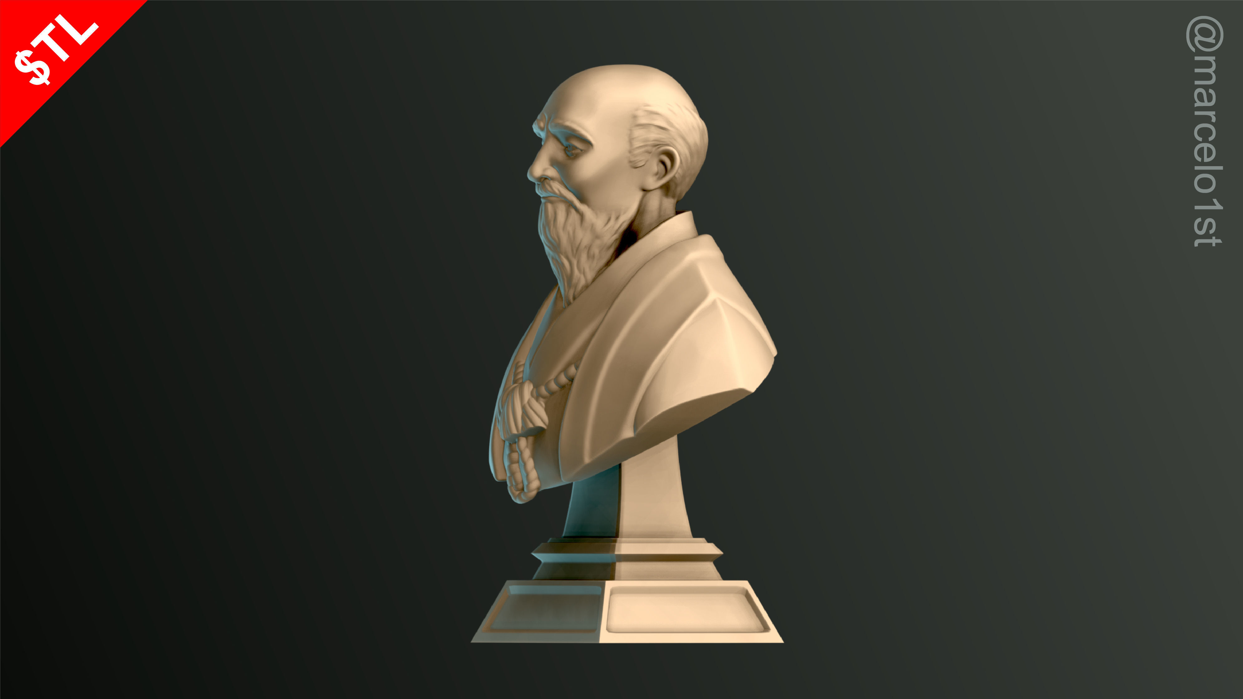 O-Sensei Morihei Ueshiba Bust - Aikido 3D print model_7
