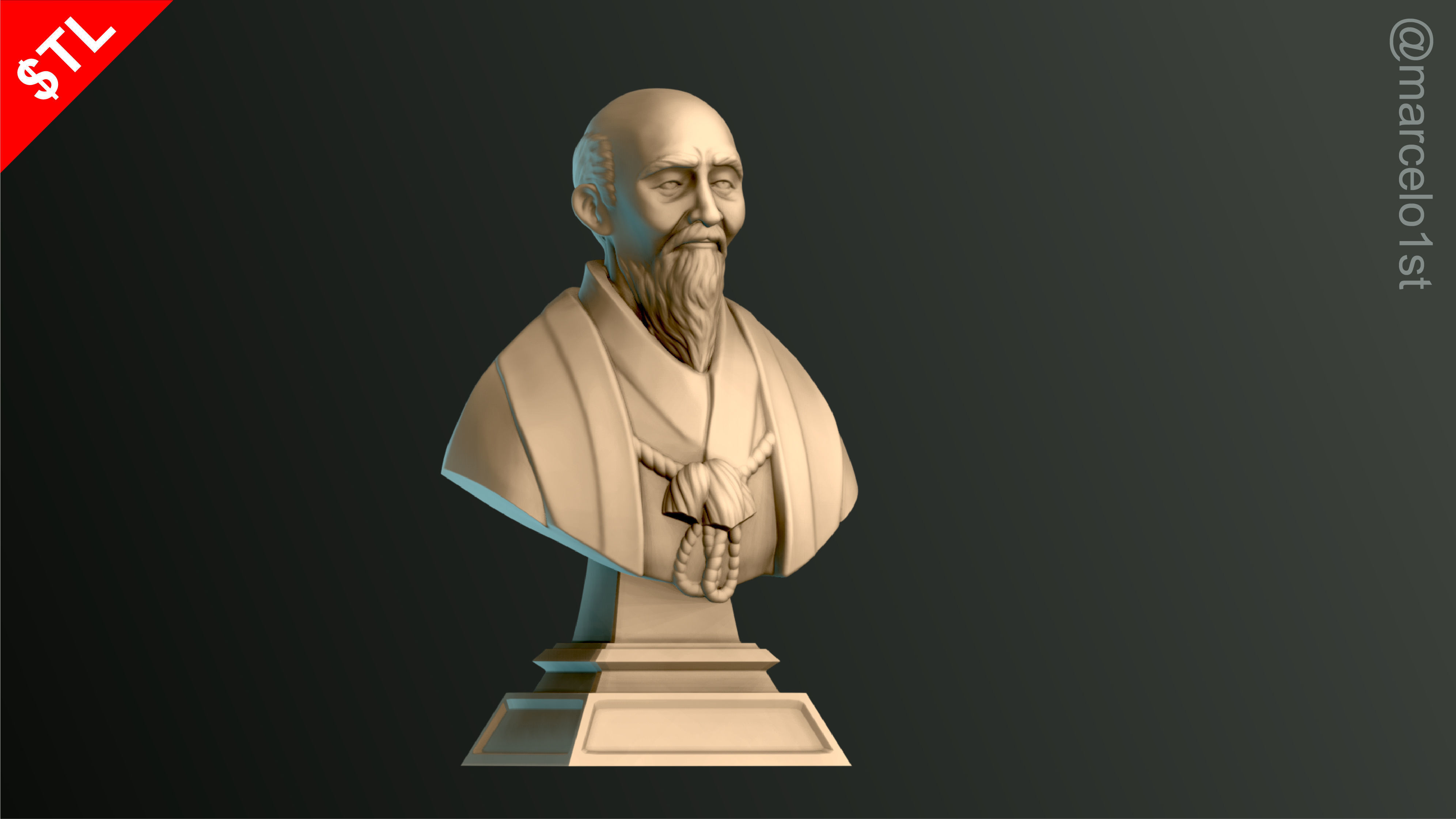 O-Sensei Morihei Ueshiba Bust - Aikido 3D print model_18