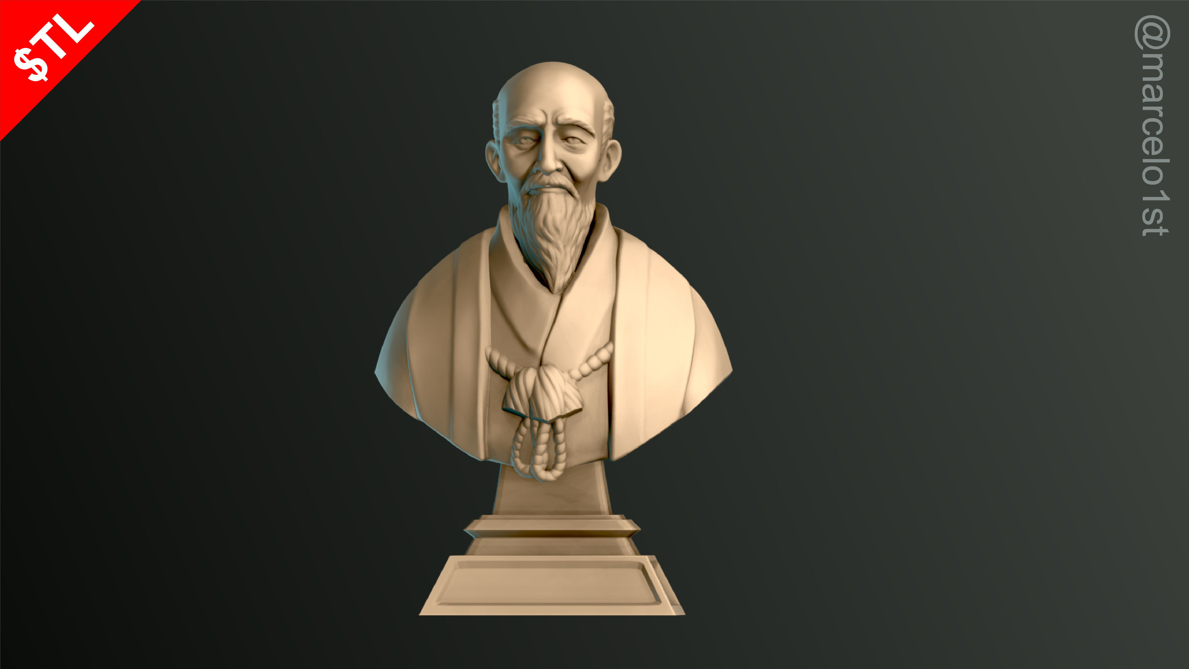 O-Sensei Morihei Ueshiba Bust - Aikido 3D print model_3