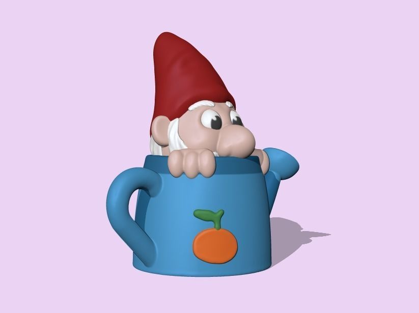 A cute WateringCan Gnome to decorate your garden 3D print model_1