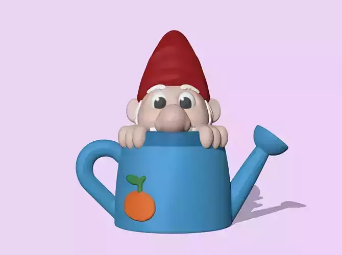 A cute WateringCan Gnome to decorate your garden 3D print model A cute WateringCan Gnome to decorate your garden 3D print model